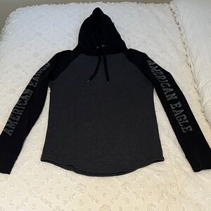 American Eagle Gray/Black Waffle Hoodie
